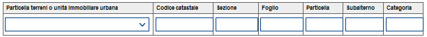 Inserimento dei dati catastali