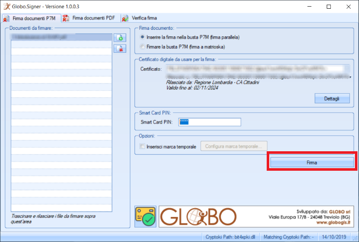 Firmare con Globo.Signer
